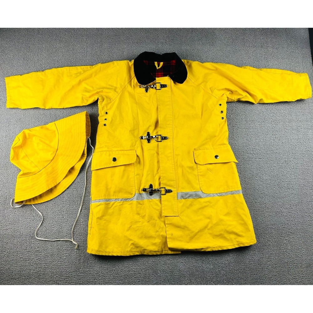 Vintage Wippette Kids Rain Coat Hat Set Unisex Kids M (5/6) Yellow Lined Outdoor